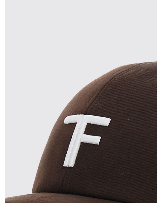 Tom Ford Brown Cotton Twill Baseball Cap With Embroidered Logo for men
