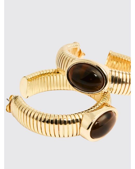 Liviana Conti Metallic Tabita Brass Earrings With Stone