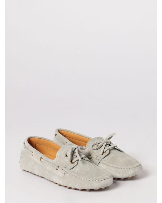 Tod's Natural Gommino Suede Boat Loafers