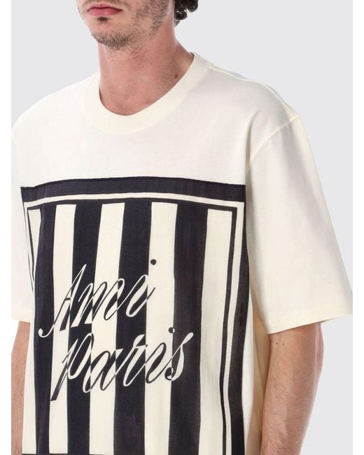 AMI White Cotton T-Shirt With Contrast Logo And Dropped Shoulders for men