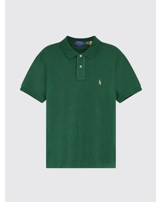 Polo Ralph Lauren Green Pony Logo Cotton Polo Shirt for men