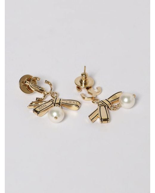 Jimmy Choo White Brass Earrings With Synthetic Pearls