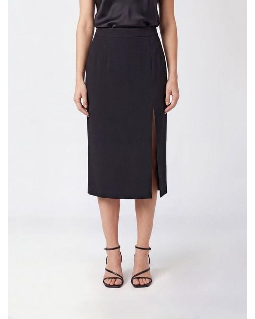 Dolce & Gabbana Blue Dolce &Amp Gabbana High-Waisted Virgin Wool Midi Pencil Skirt With Slit