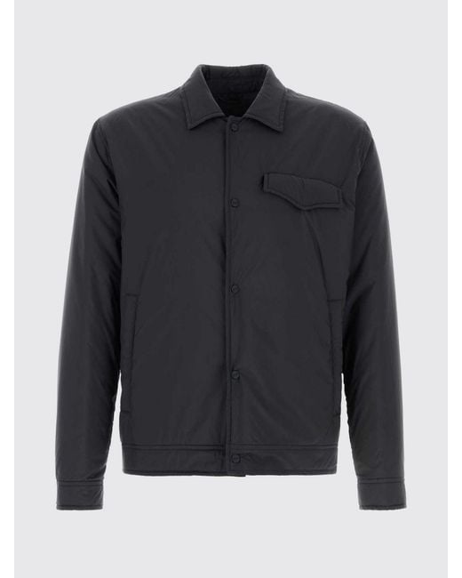 Herno Gray Padded Technical Fabric Shirt Jacket With Flap Pockets for men