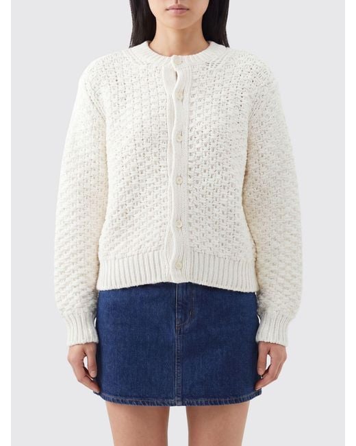 Comme des Garçons White Comme Des GarÇ Ons Crewneck Long-Sleeved Cardigan With Ribbed Trims