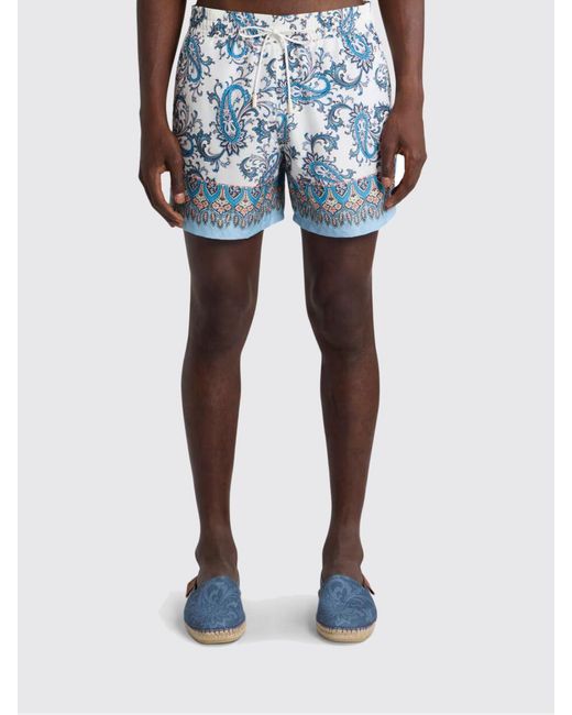 Etro Blue Polyester Swimsuit With Paisley Print for men