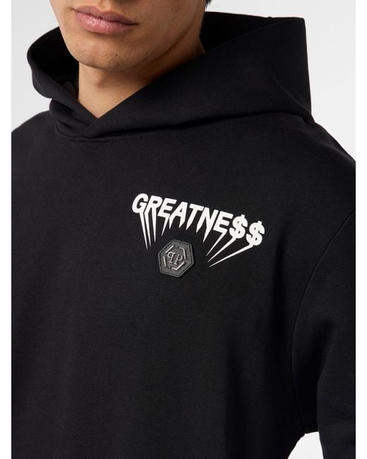 Philipp Plein Black Cotton Hoodie for men