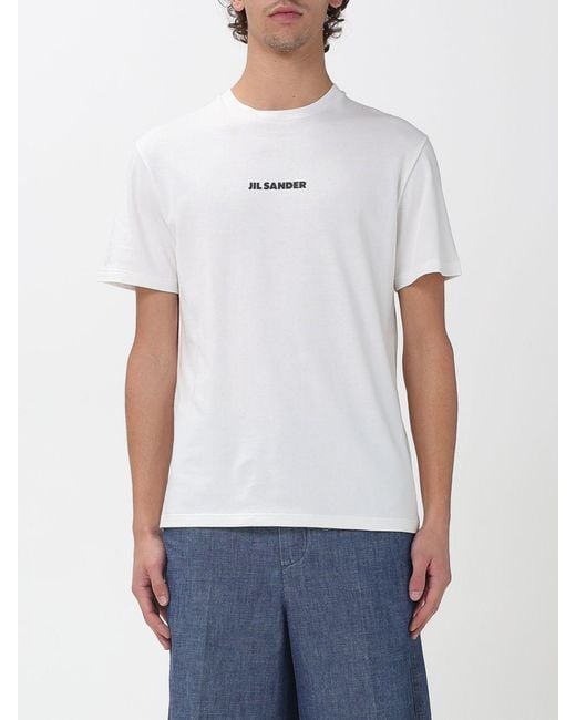 Jil Sander White Cotton T-Shirt With Logo for men
