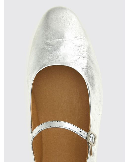 Marsèll White Strascico Laminated Leather Ballerinas