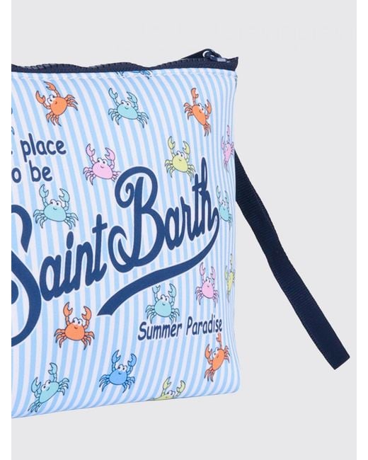 Mc2 Saint Barth Blue Aline Striped Polyester Pouch for men