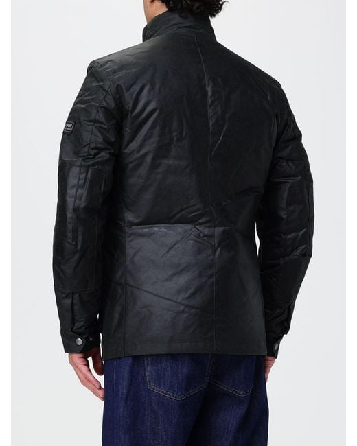 Barbour Blue Duke High Neck Waxed Cotton Jacket With Patch Pockets for men