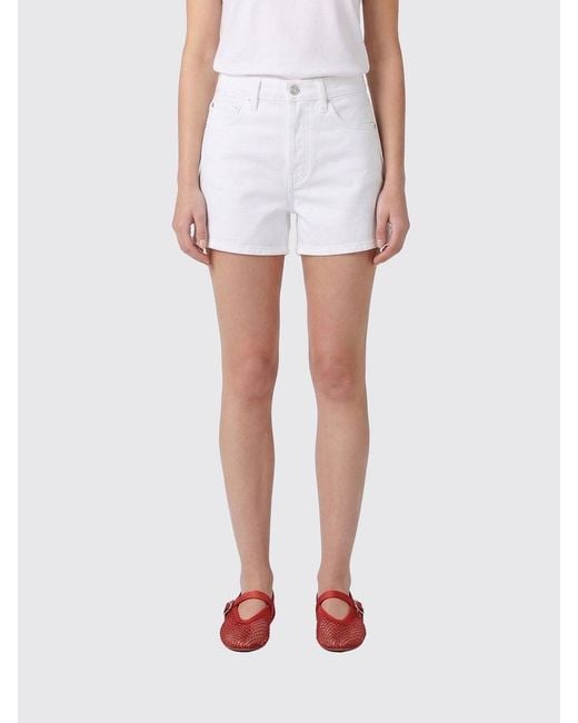 Agolde White Cotton Denim Shorts