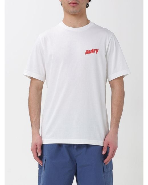 Autry White Cotton T-Shirt With Logo Print for men