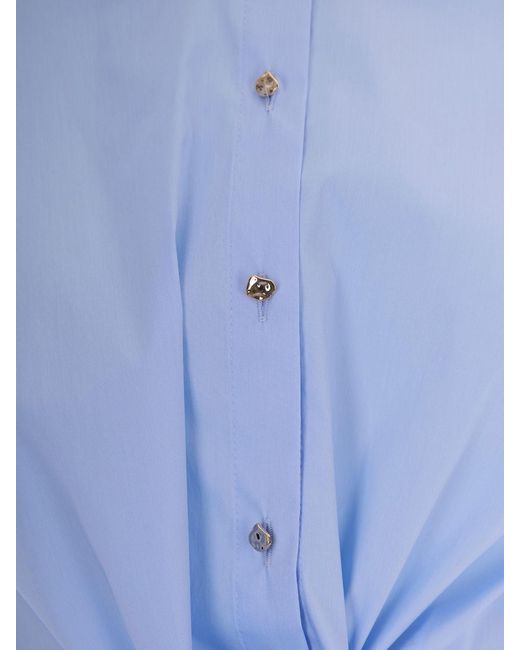 Liu Jo Blue Cropped Cotton Shirt