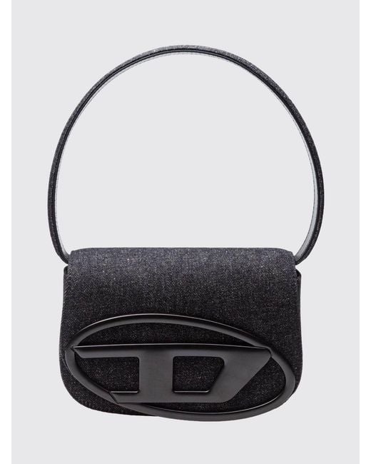DIESEL Black 1Dr Monogram Denim Mini Handbag With Removable Strap