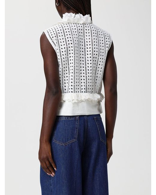 Alberta Ferretti Blue Cotton And Linen Blend Top