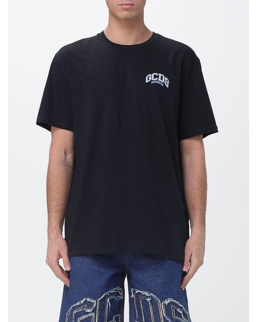 Gcds Black Logo Cotton T-Shirt for men