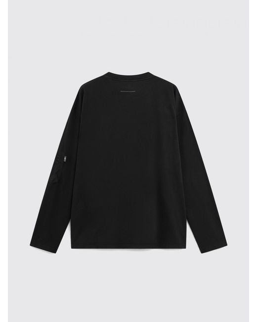 MM6 by Maison Margiela Black Long-Sleeved Cotton T-Shirt With Zip Pocket for men