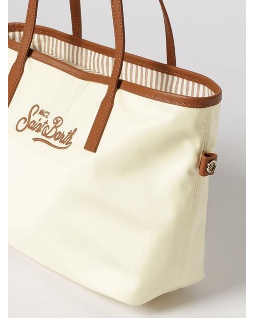 Mc2 Saint Barth Natural Nylon Bag With Embroidered Logo