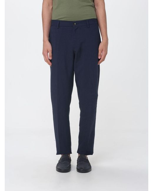 Siviglia Blue Slim Fit Linen Blend Trousers for men