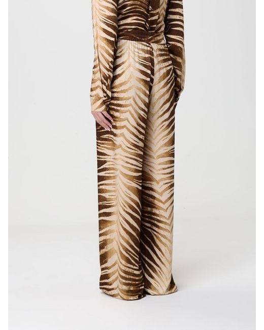 Just Cavalli Natural Printed Twill Palazzo Trousers