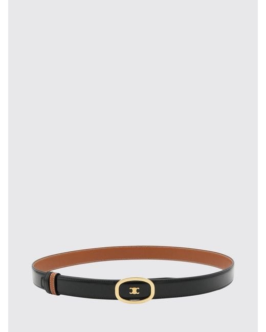 Céline White Leather Belt With Logo