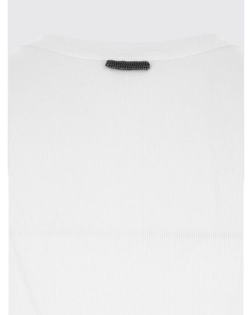 Brunello Cucinelli White Stretch Cotton Basic Tank Top