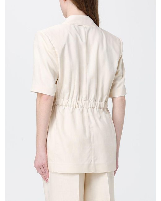 Pinko Natural Single Breasted Viscose Blend Canvas Blazer