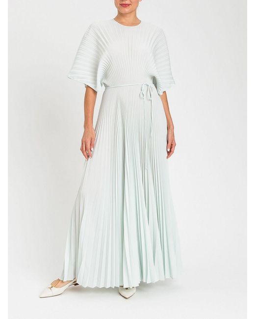Twinset White Pleated Crêpe Long Dress