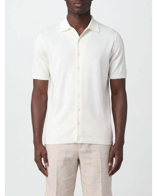 Kangra White Short-Sleeved Stretch Cotton Polo Shirt With Classic Collar for men