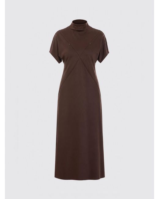 Pinko Purple Kangoo High Neck Short-Sleeved Satin Midi Sheath Dress
