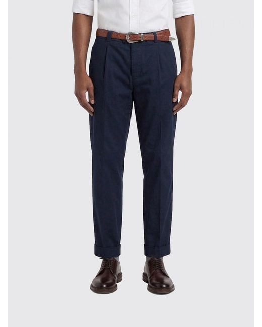 Brunello Cucinelli Blue Stretch Cotton Chino Pants for men