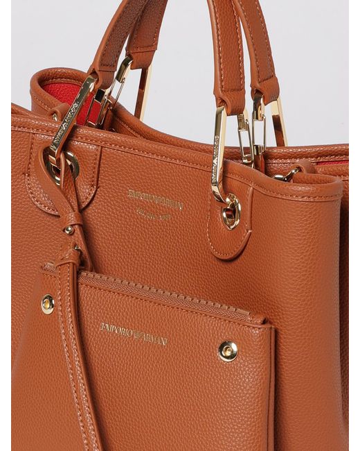 Emporio Armani Brown Myea Grained Faux Leather Tote Bag