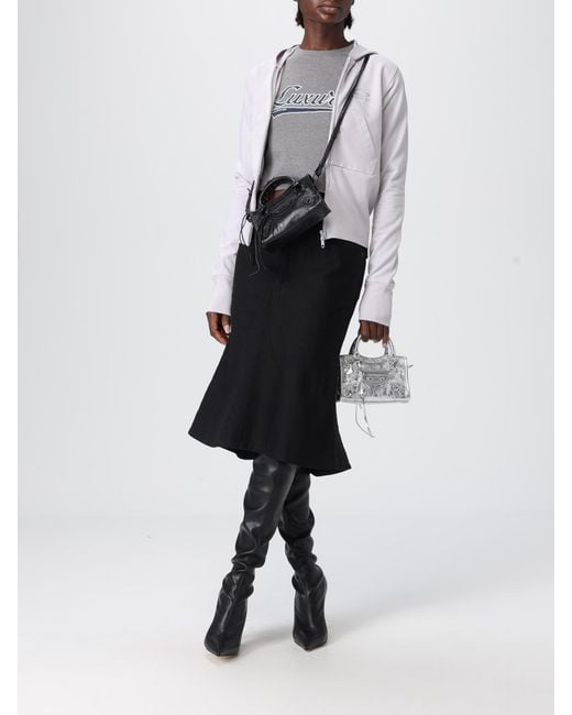 Balenciaga Black Flared Denim Skirt