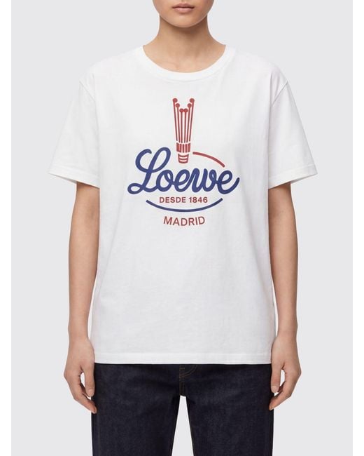 Loewe White Cotton T-Shirts With Logo