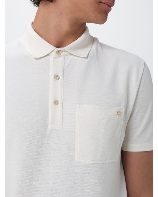 Valentino Garavani White Cotton Polo Shirt With Vlogo Signature And Patch Pocket for men