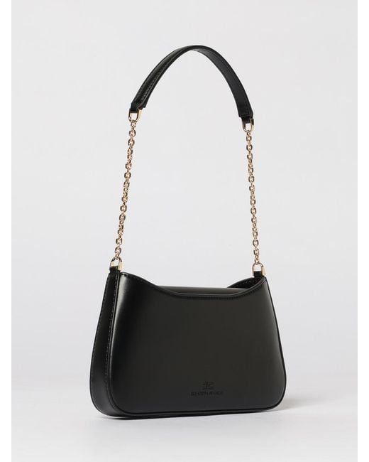 Elisabetta Franchi White Logo Faux Leather Shoulder Bag