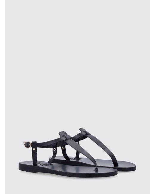 Ancient Greek Sandals Natural Leather Low-Heeled Thong Sandals With Ankle Strap