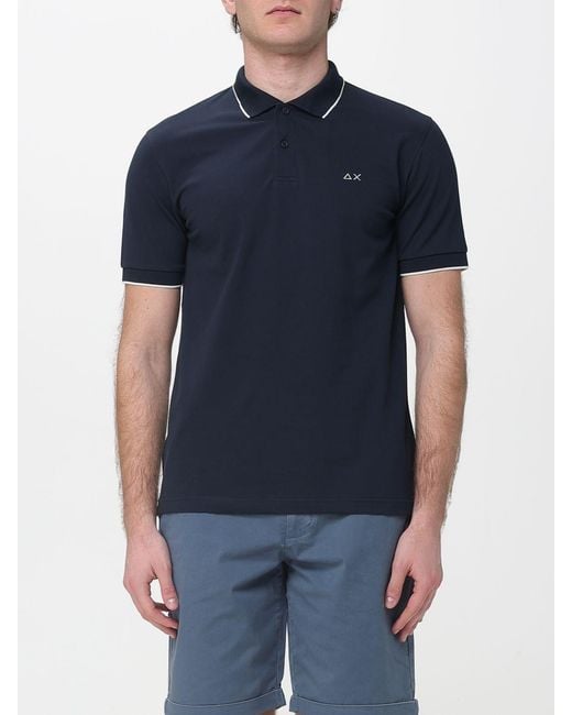 Sun 68 Blue Cotton Polo Shirt for men