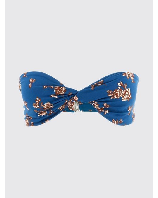 Magda Butrym Blue Printed Polyamide Bandeau Bikini Top