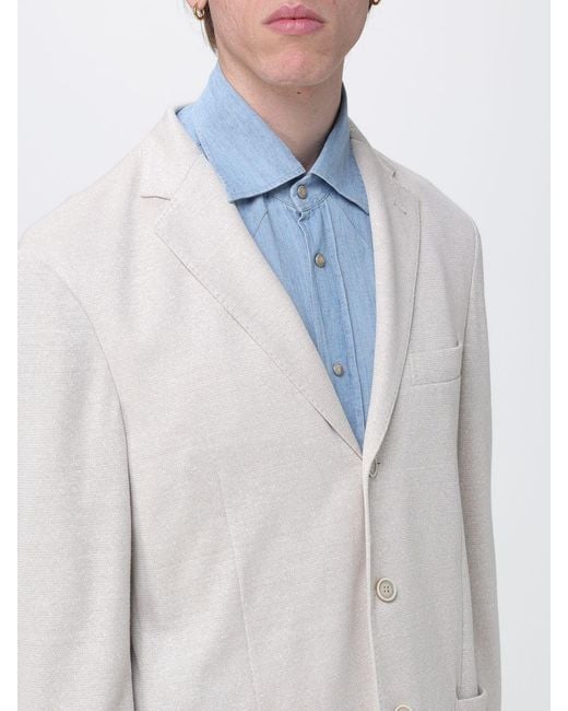 Eleventy White Single-Breasted Linen And Cotton Blazer for men