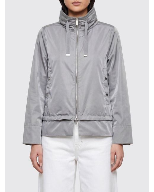 Moorer Gray Short Technical Fabric Windbreaker Jacket With Hood And Zip Closure