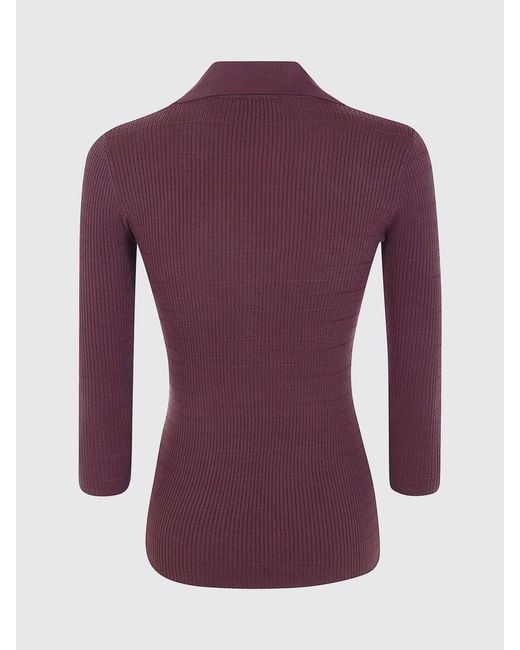 Elisabetta Franchi Purple Silk And Lyocell Knit Polo Shirt