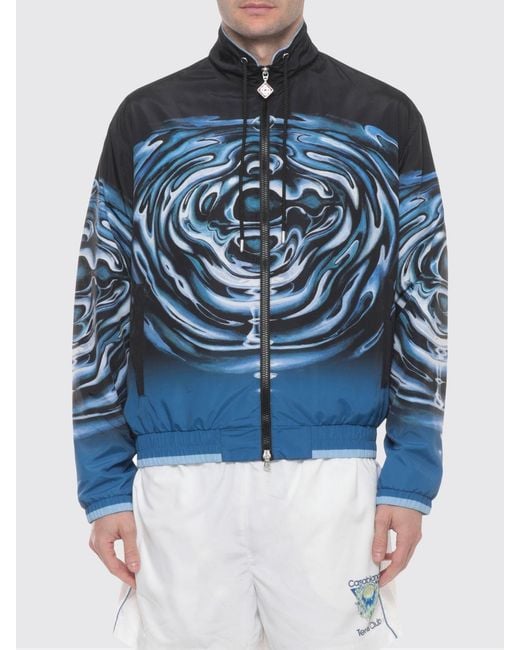 Casablanca Blue Printed Polyester Bomber Jacket for men