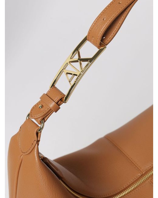 ARMANI EXCHANGE Brown Grained Faux Hobo Bag