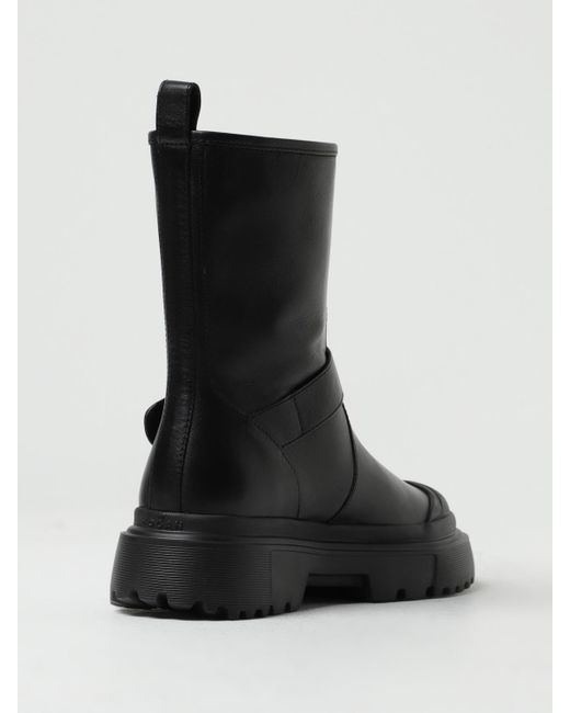 Hogan Black H619 Leather Ankle Boots