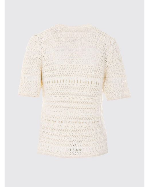 Fabiana Filippi Natural Virgin Wool Cotton And Linen Knit Top