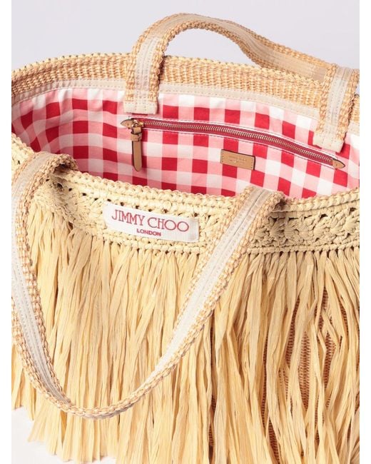 Jimmy Choo Natural Beach Tote Raffia Bag With Fringes