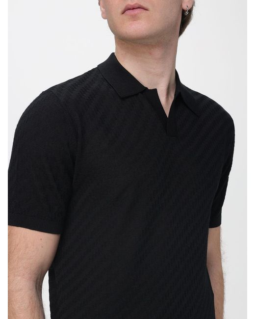Emporio Armani Black Knitted Polo Shirt for men