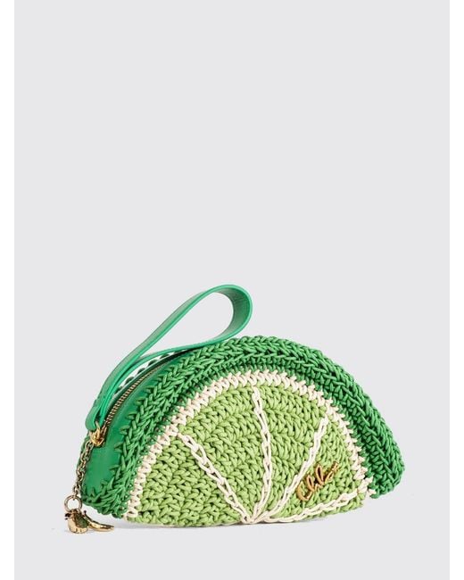 Chloé Green ChloÉ Tropicus Lime Slice Crochet Cotton Clutch With Handle